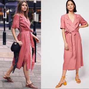 FP Klara Linen Wrap Midi Dress (no belt) Size M